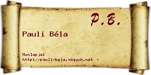 Pauli Béla névjegykártya